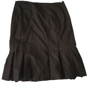 ANN TAYLOR BLACK PIN STRIPED PLEATED A-LINE SKIRT